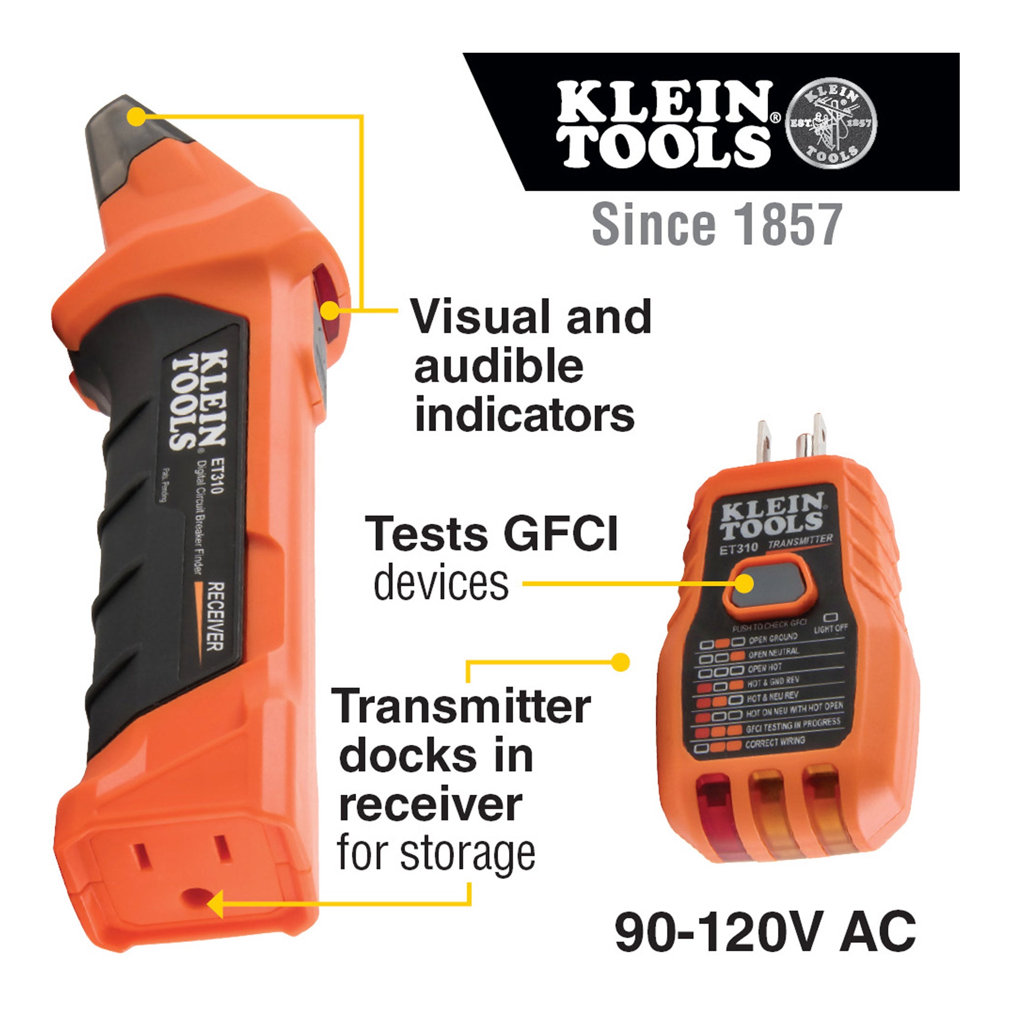 Klein Tools ET310 Digital Circuit Breaker Finder with GFCI Outlet Tester