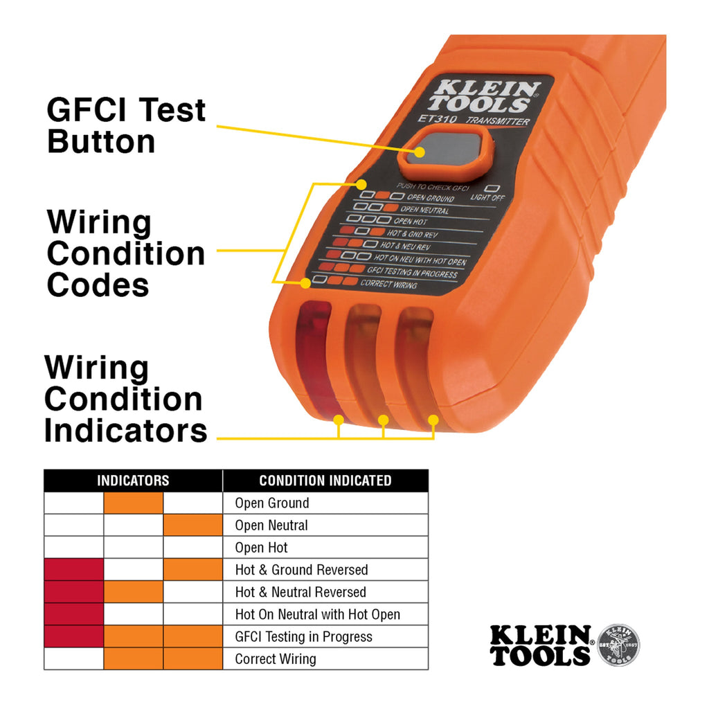 Klein Tools ET310 Digital Circuit Breaker Finder with GFCI Outlet Tester