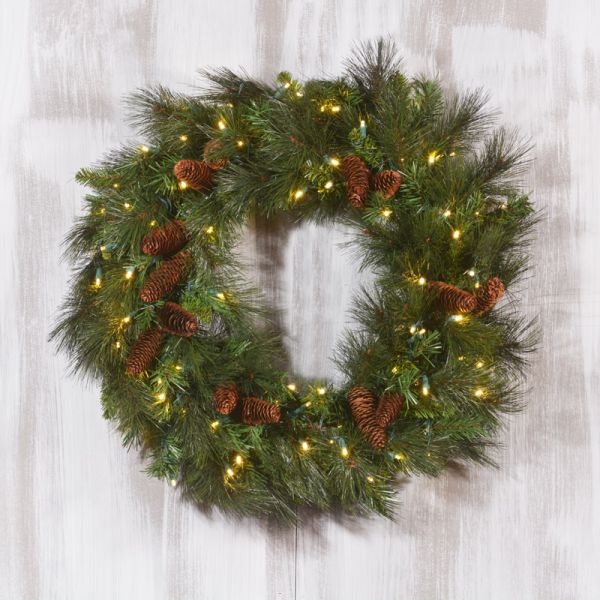 LED 30" Mixed Noble Wreath with Warm White LEDs