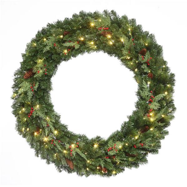 LED 48" Mountain Pine Wreath Warm White