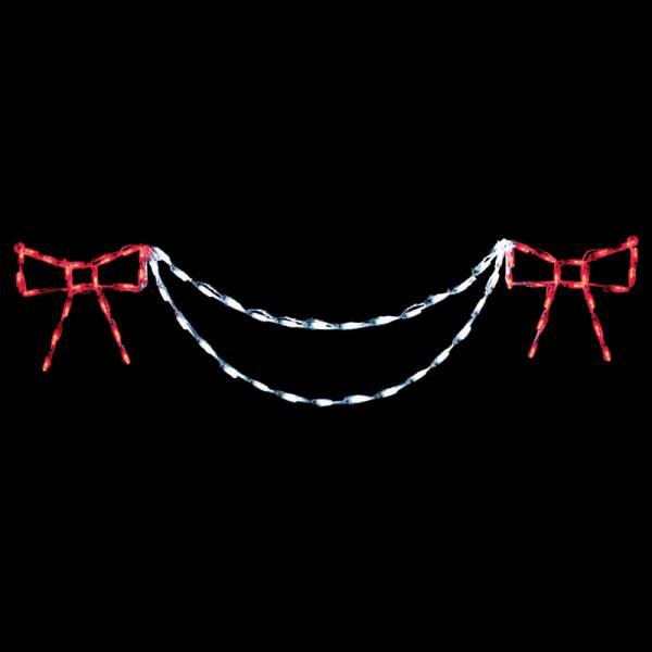 LED Bow with Garland End Piece (Red/White)