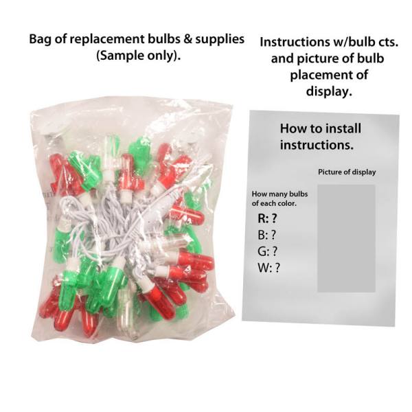 LED Candy Cane w/ Bow Replacement Strand