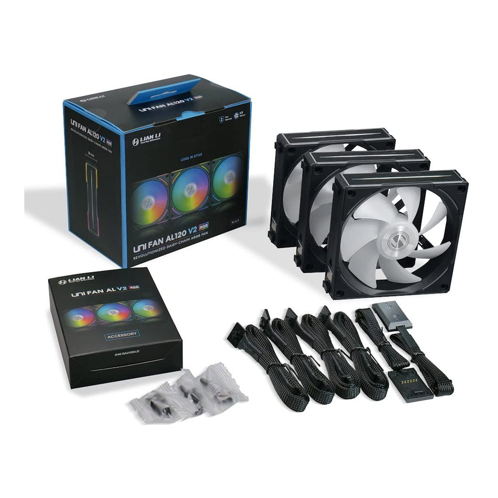 LIAN LI AL120V2-3B 3-Pack 120mm UNI FAN AL V2 Case Fan - Black