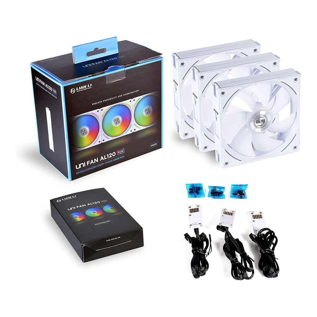 LIAN LI AL120V2-3W 3-Pack 120mm UNI FAN AL V2 Case Fan - White
