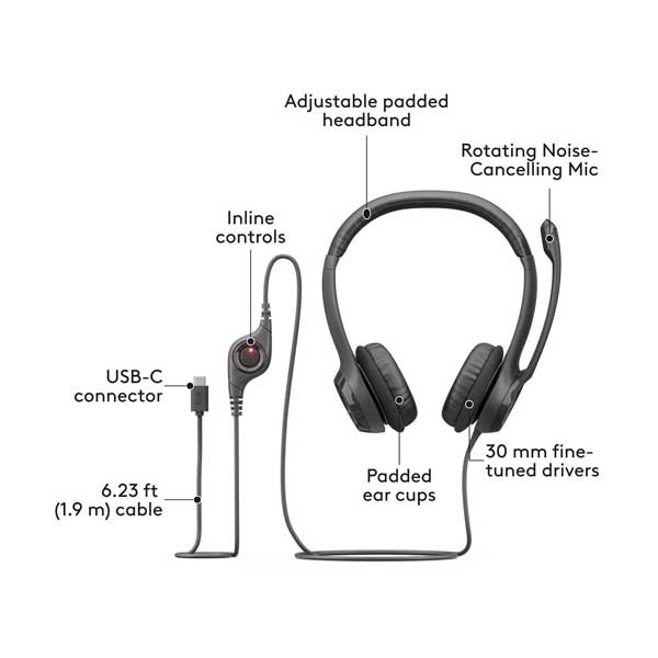 Logitech H390 USB-C Headset (981-001575)