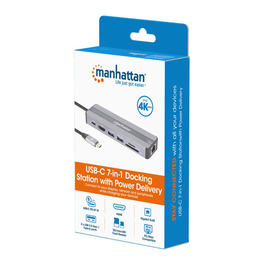 Manhattan 153928 USB-C 7-in-1 Docking Station with Power Delivery