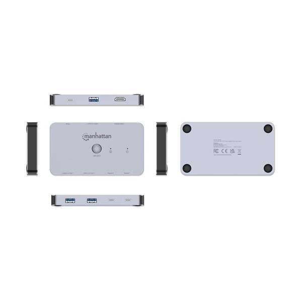 Manhattan 154390 2-Port HDMI USB-C KVM Switch 4K@60Hz with Dual Power Delivery