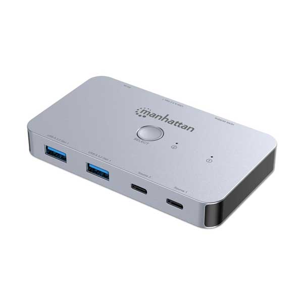 Manhattan 154390 2-Port HDMI USB-C KVM Switch 4K@60Hz with Dual Power Delivery
