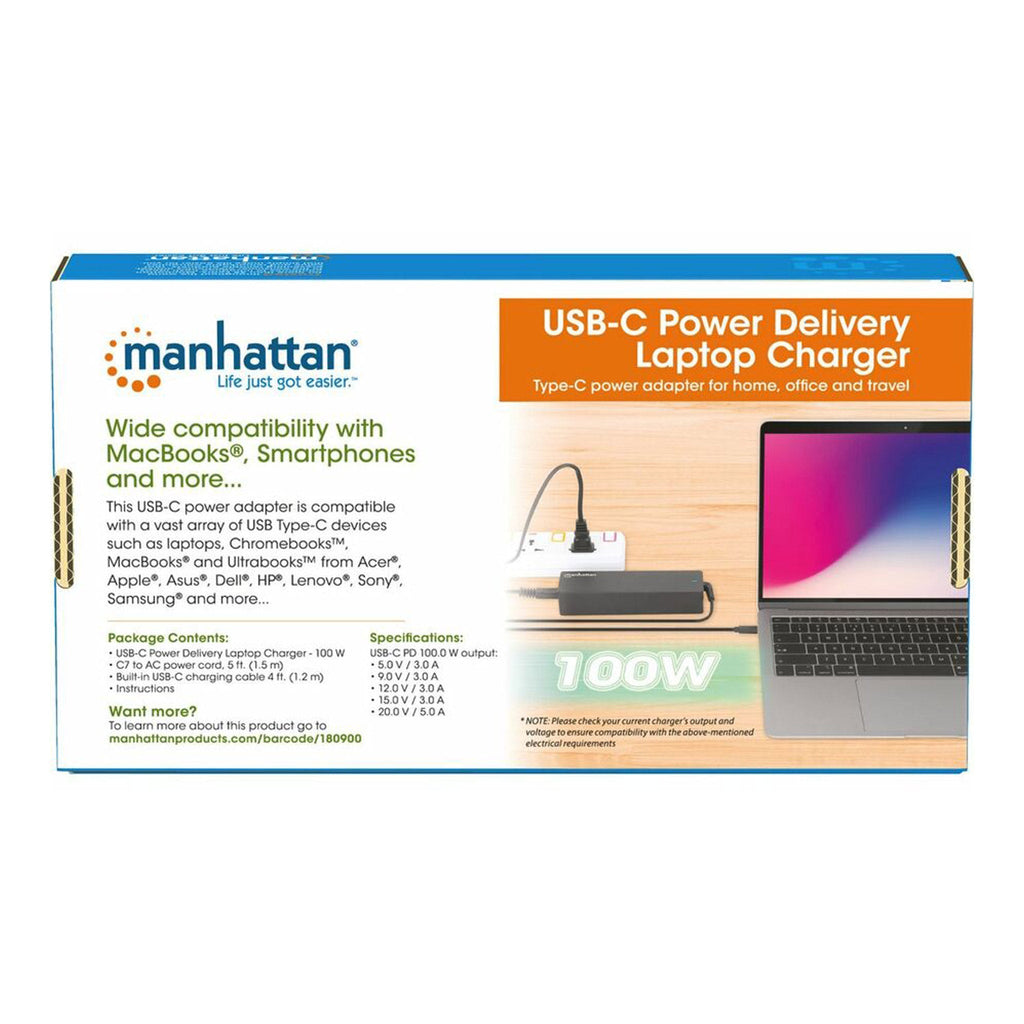 Manhattan 180900 100W USB-C Power Delivery Laptop Charger