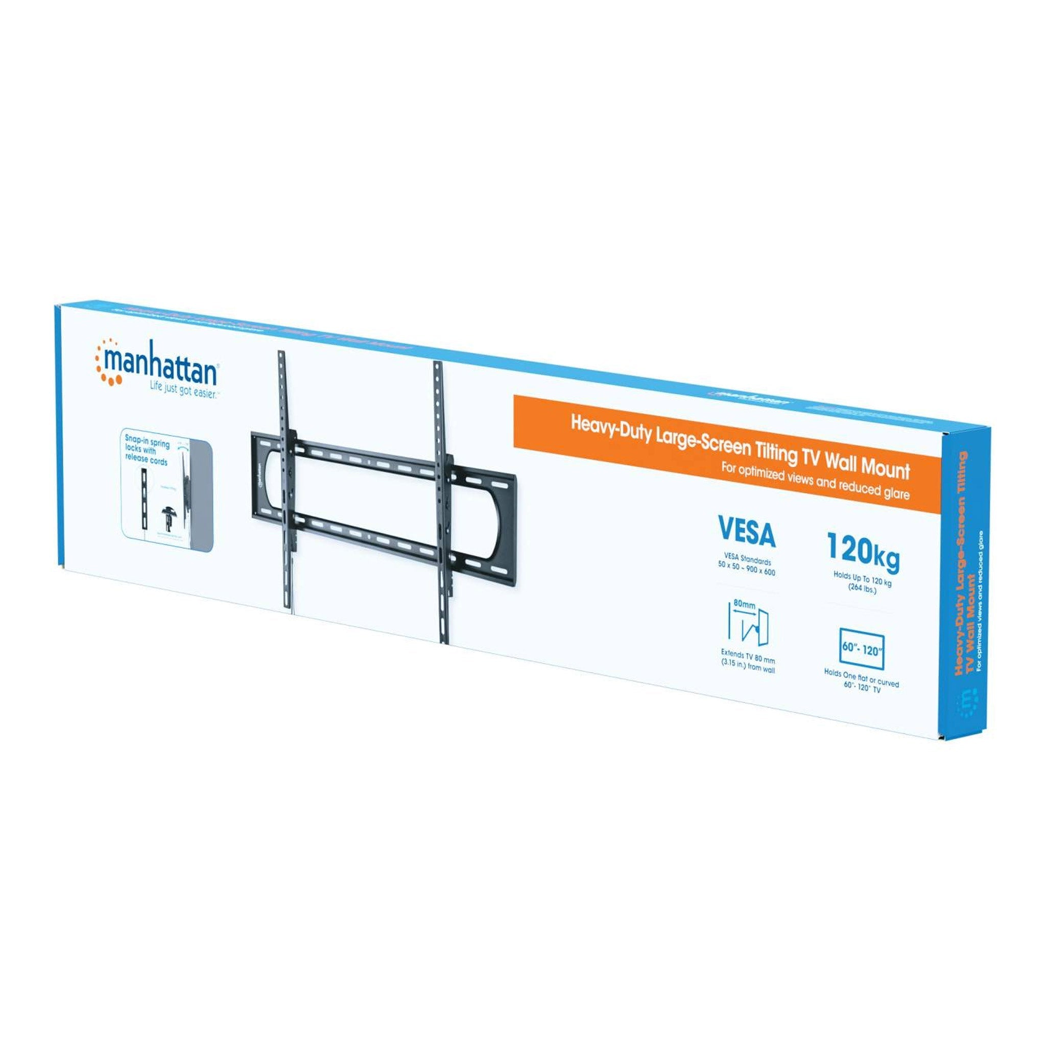 Manhattan 461931 Heavy-Duty Large-Screen Tilting TV Wall Mount - Black