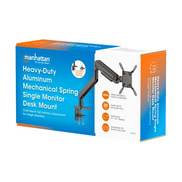 Manhattan Heavy-Duty Aluminum Mechanical Spring Single Monitor Desk Mount (462570)