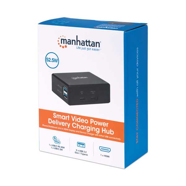 Manhattan Travel Dock and 52W USB Charger with 2 USB-C and 2 USB-A Ports (130554)
