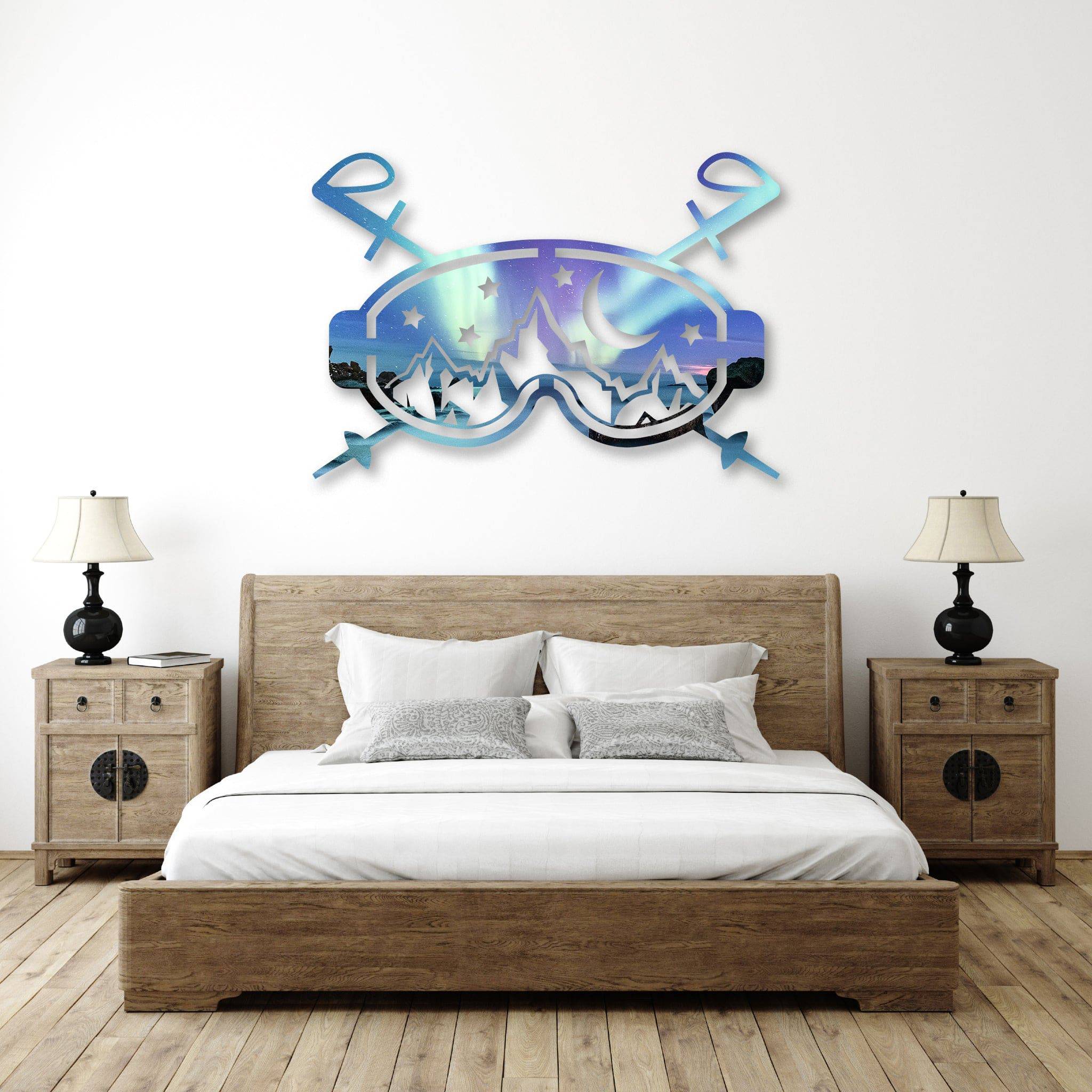 Northern Lights Ski Goggles - Metal Wall Art