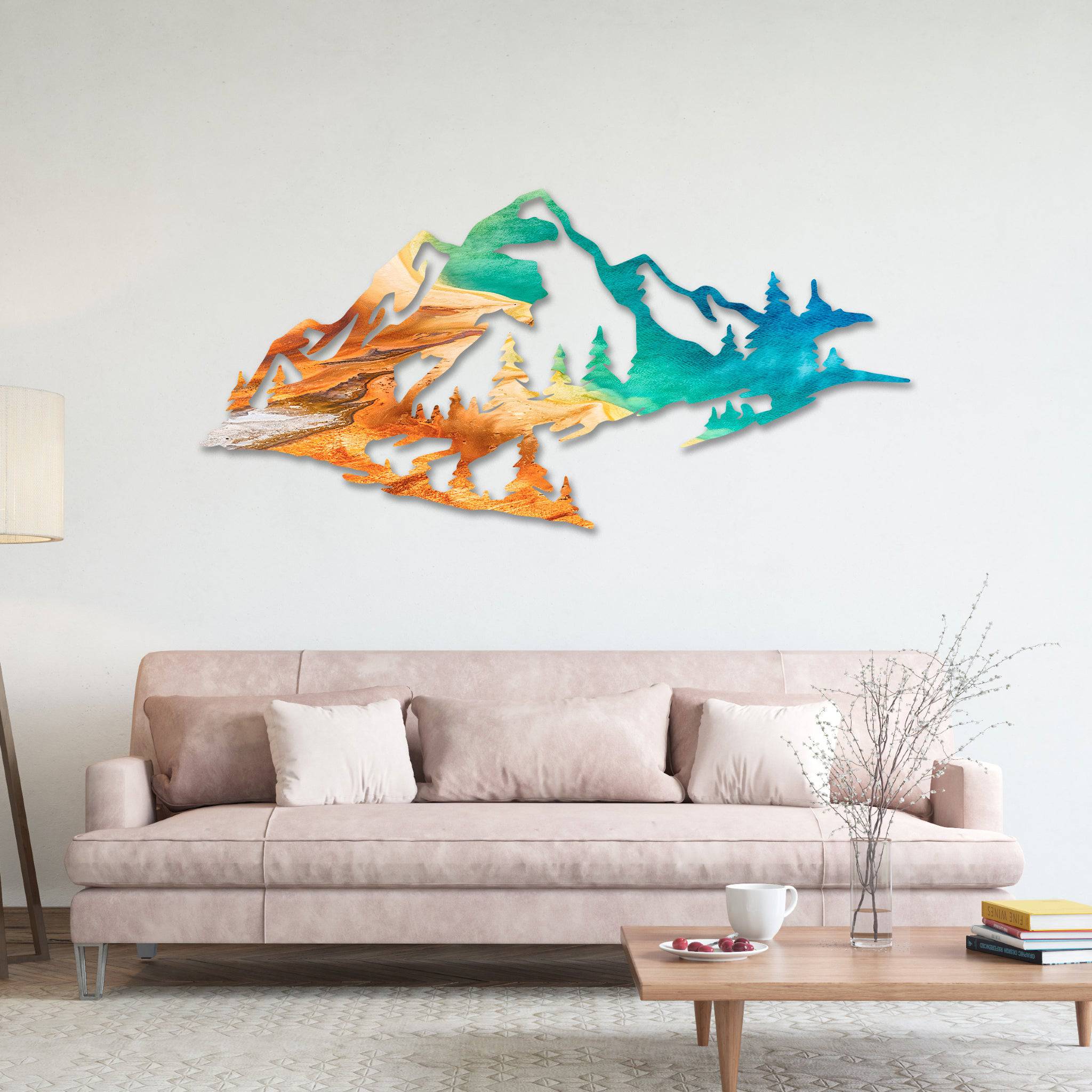 Yellowstone Mountain Range View - Metal Wall Art