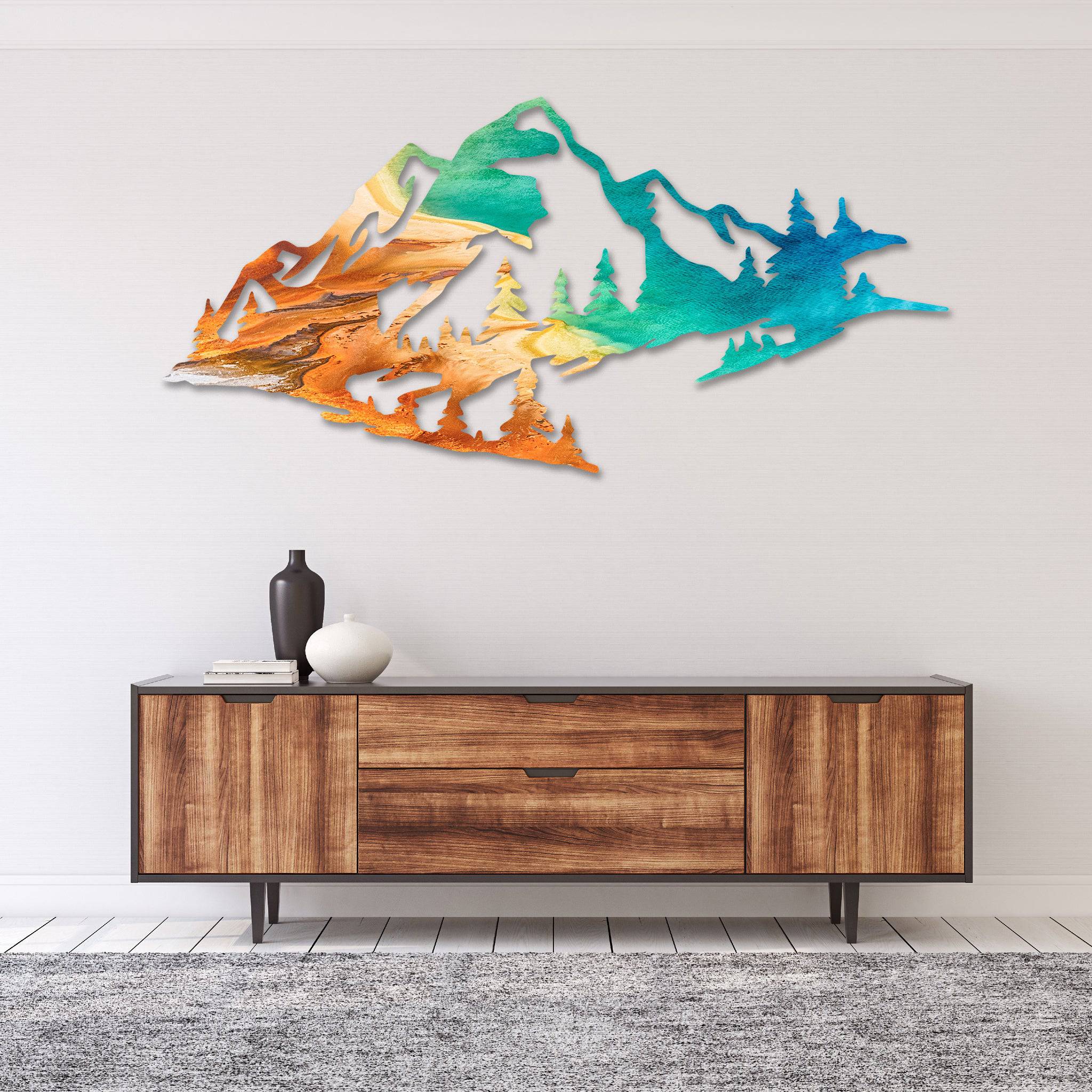 Yellowstone Mountain Range View - Metal Wall Art