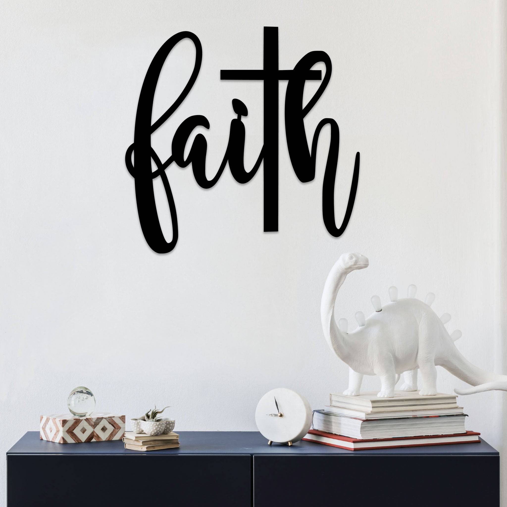 Faith Cross Script - Metal Wall Art