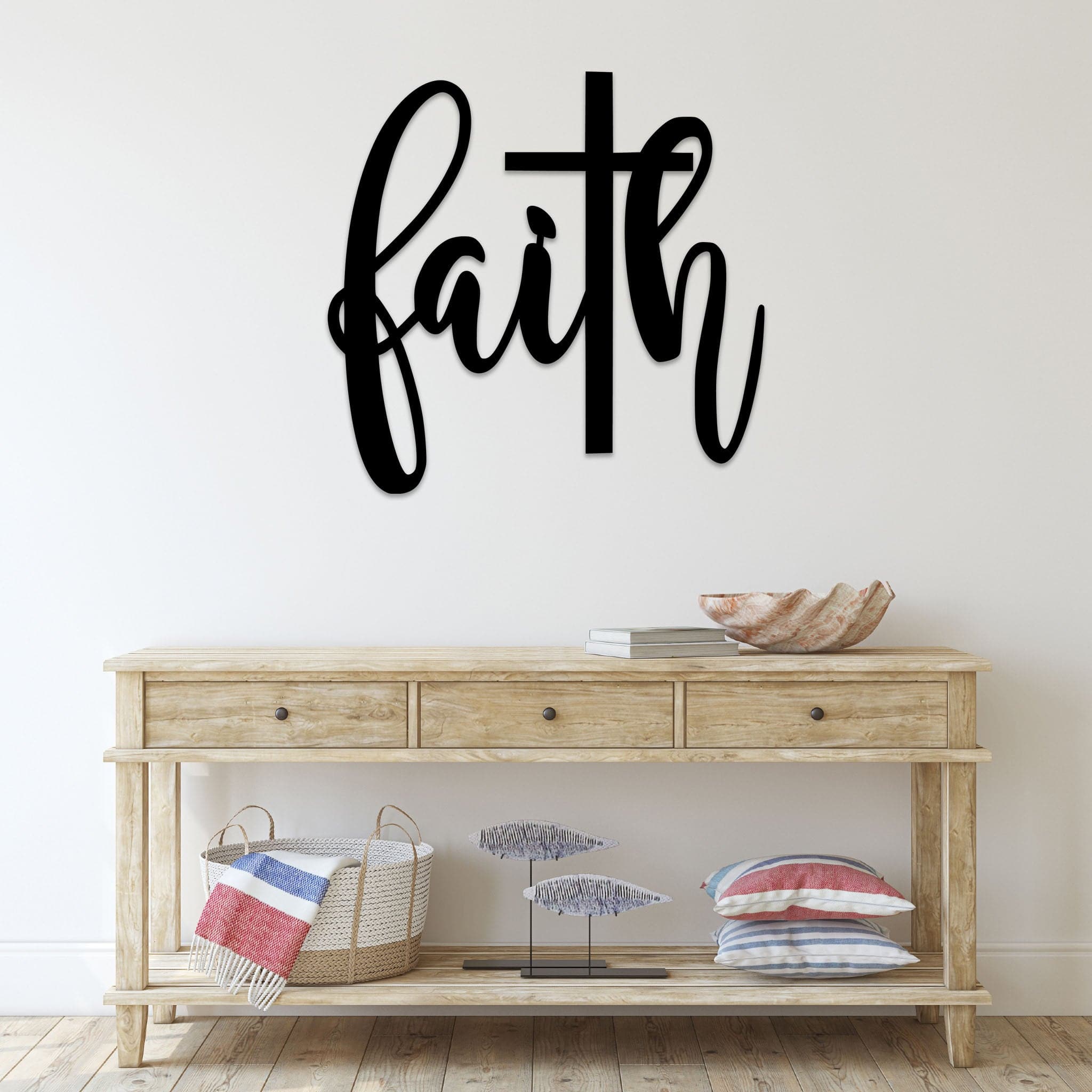 Faith Cross Script - Metal Wall Art