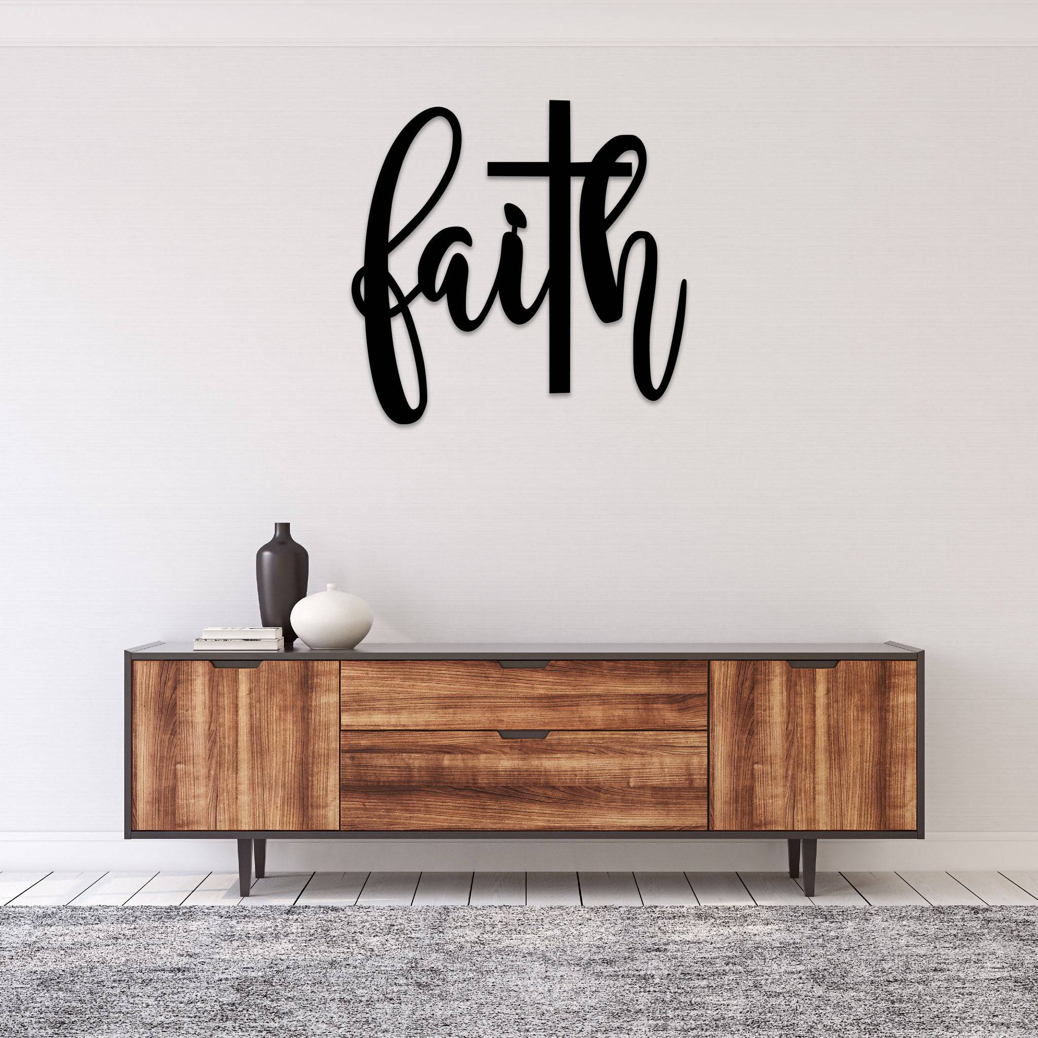 Faith Cross Script - Metal Wall Art