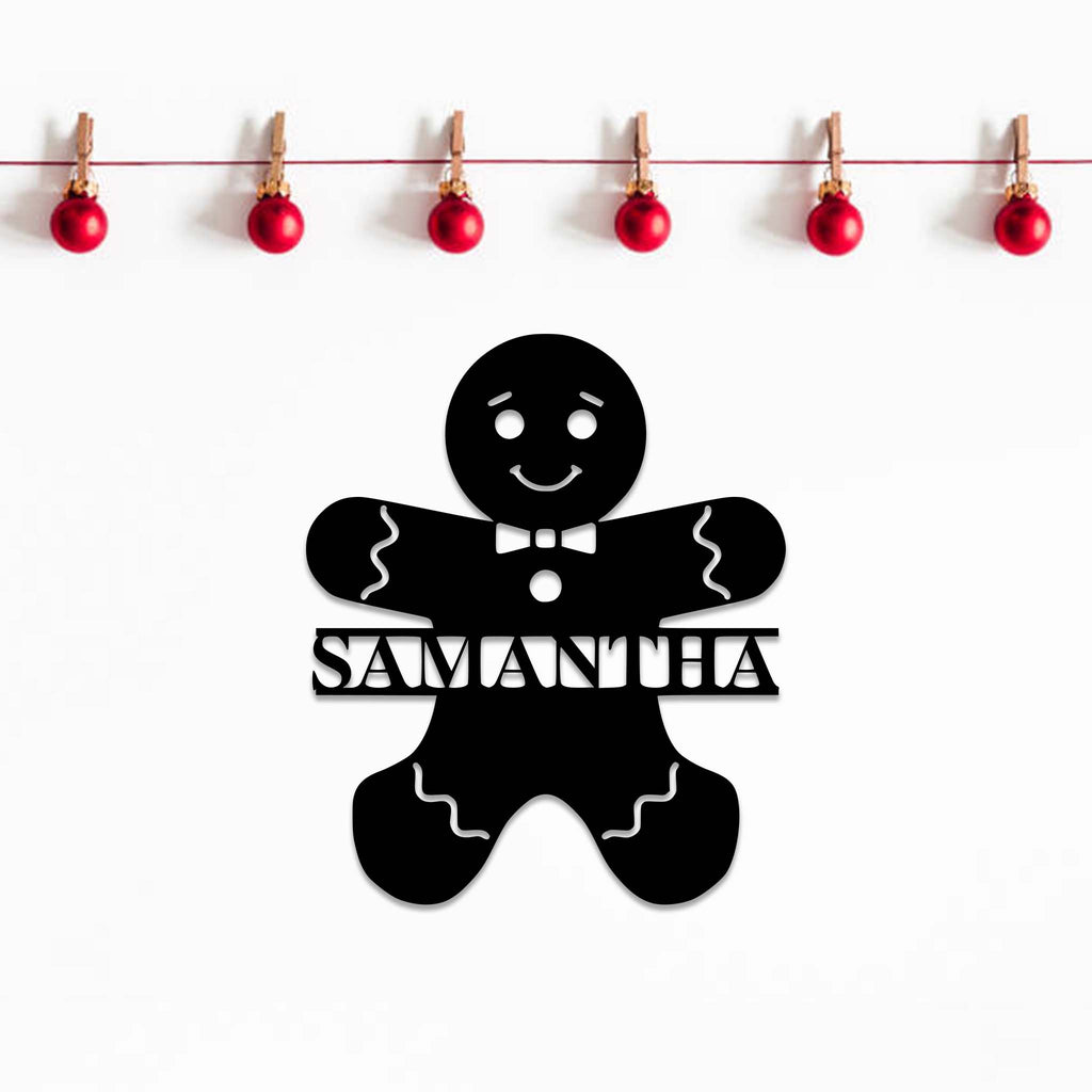 Gingerbread Man Monogram - Metal Wall Art