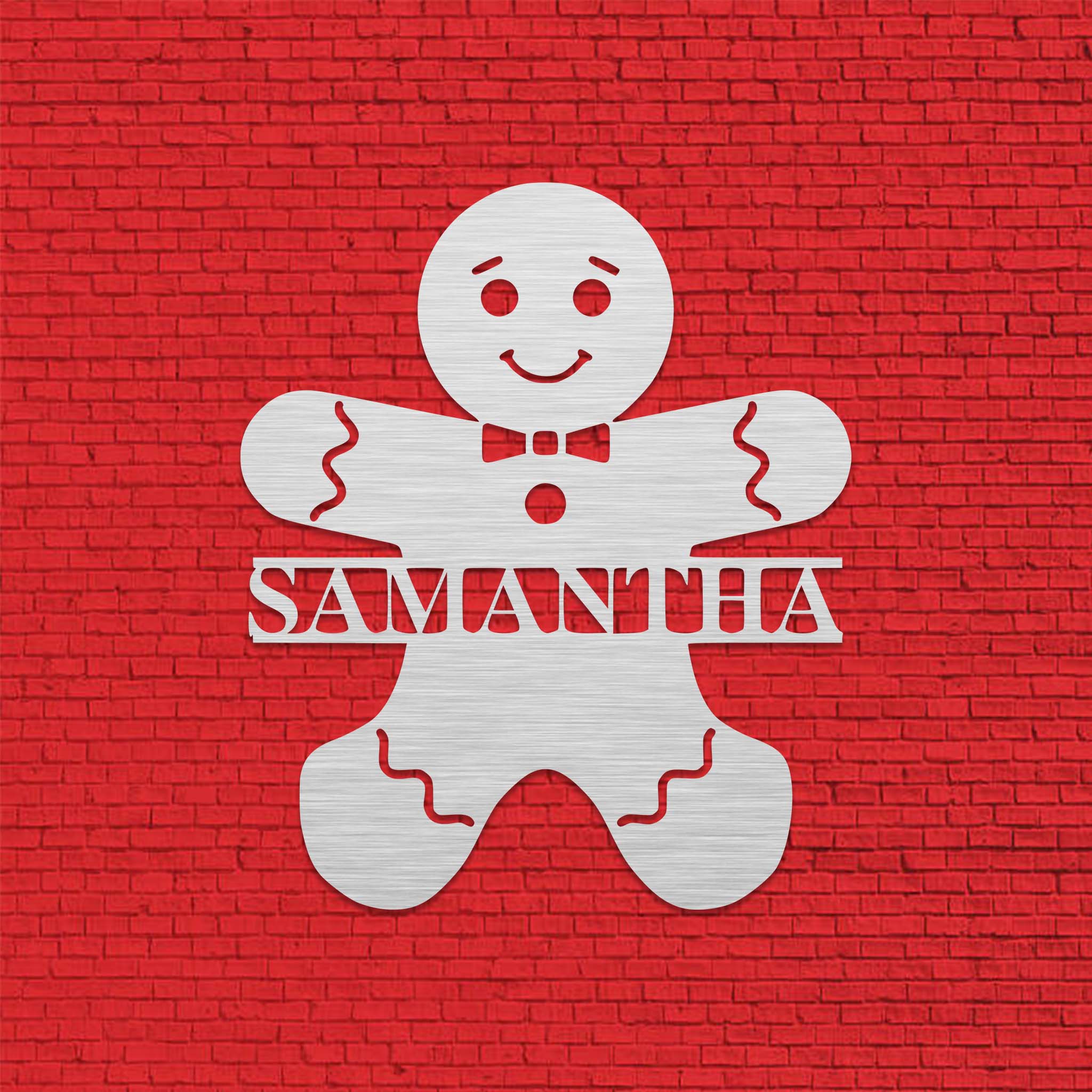 Gingerbread Man Monogram - Metal Wall Art