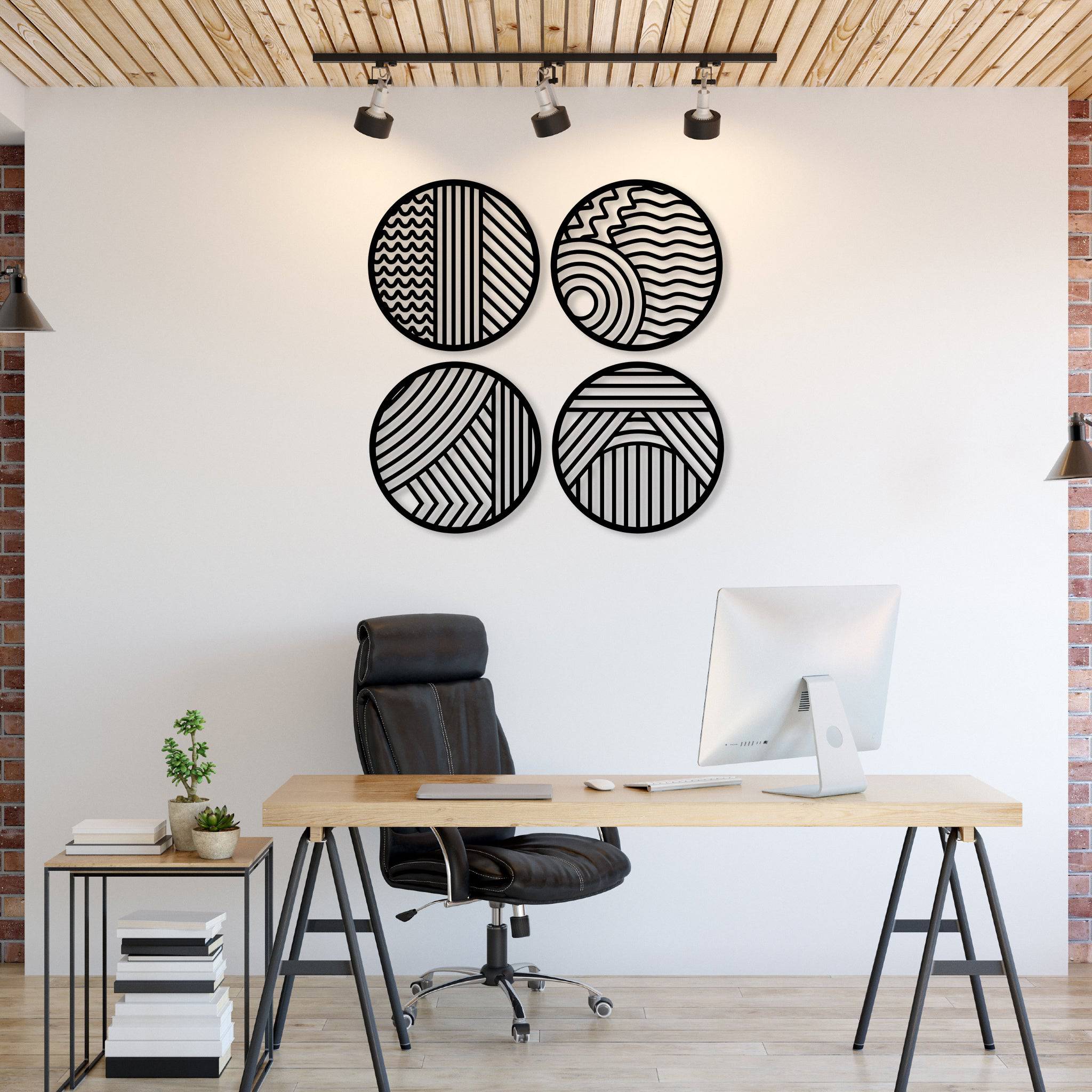 Modern Circles (4 Piece Set) - Metal Wall Art