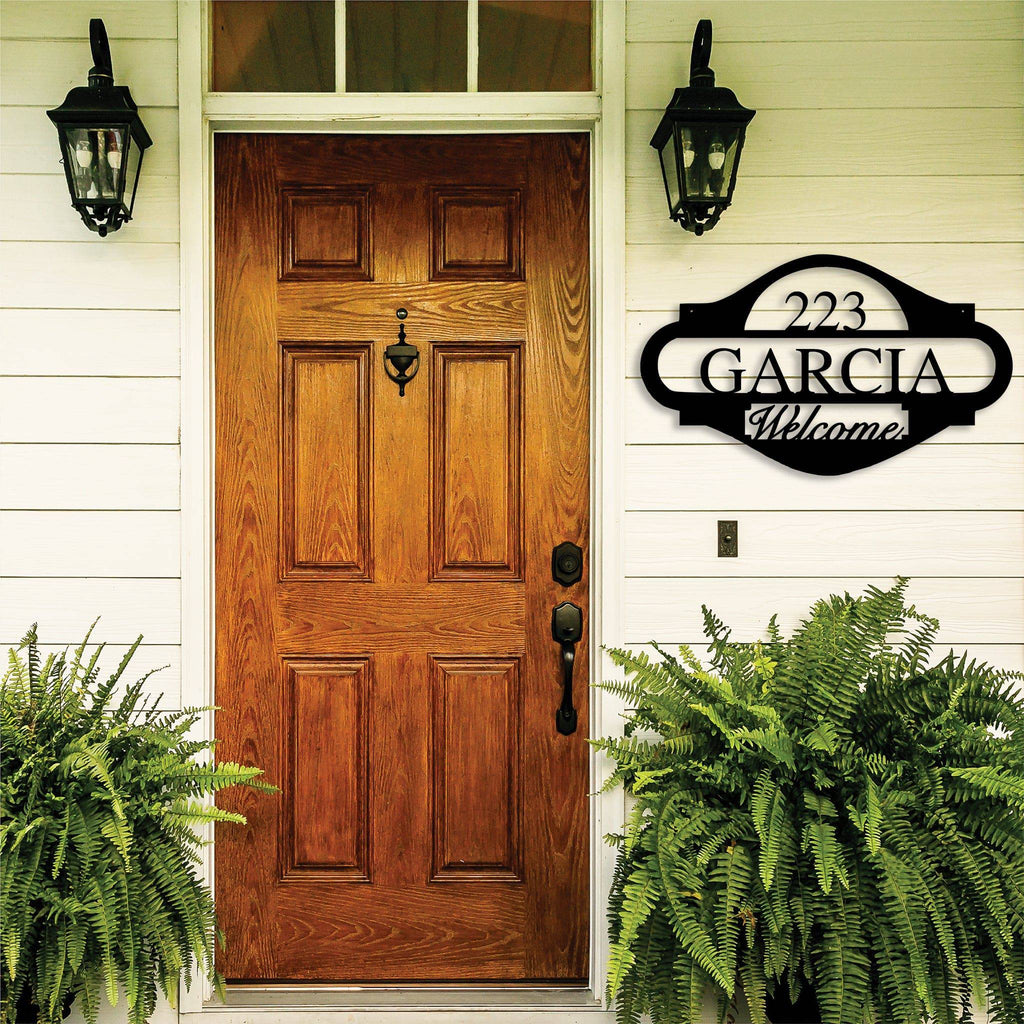 Name Monogram Address Sign - Metal Wall Art