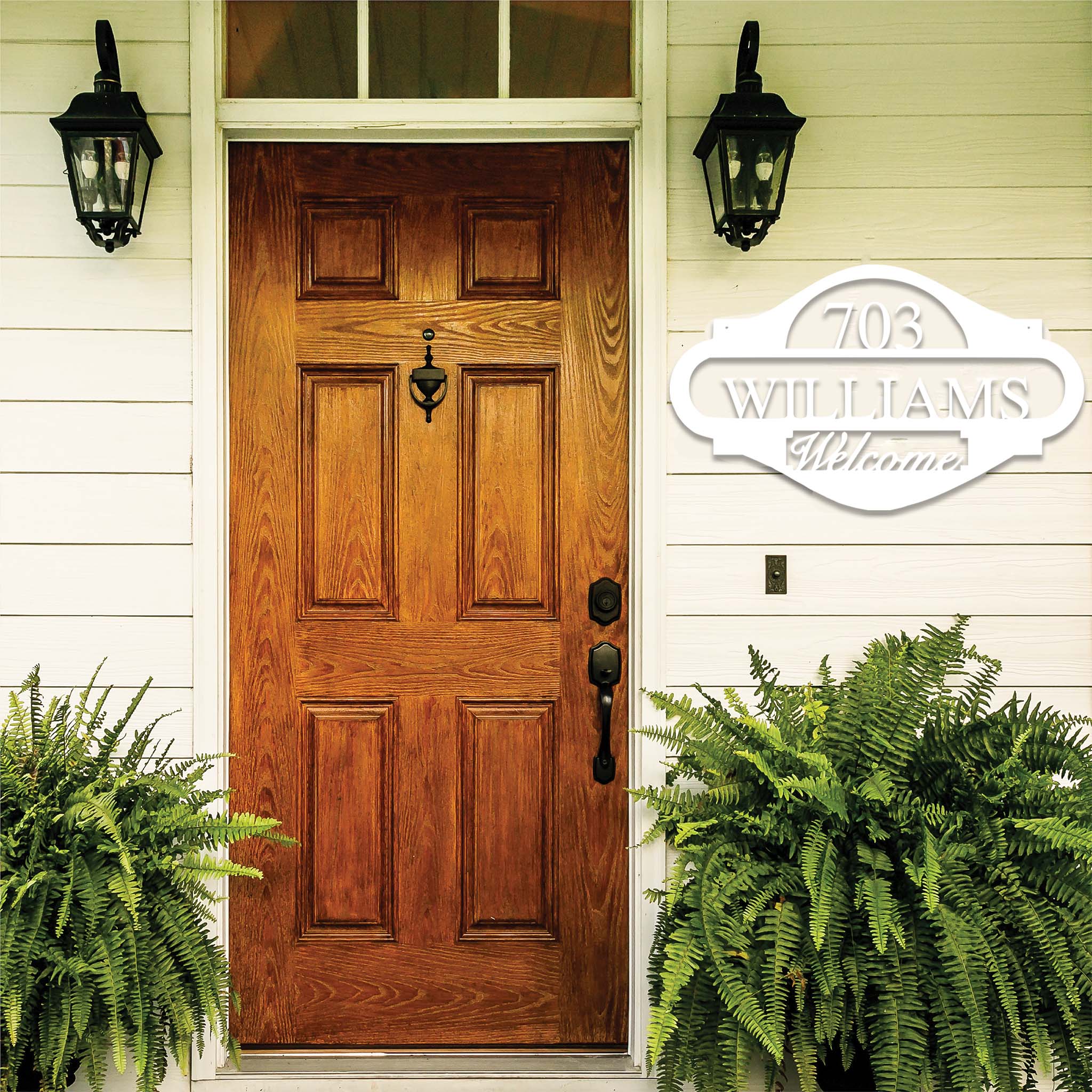 Name Monogram Address Sign - Metal Wall Art