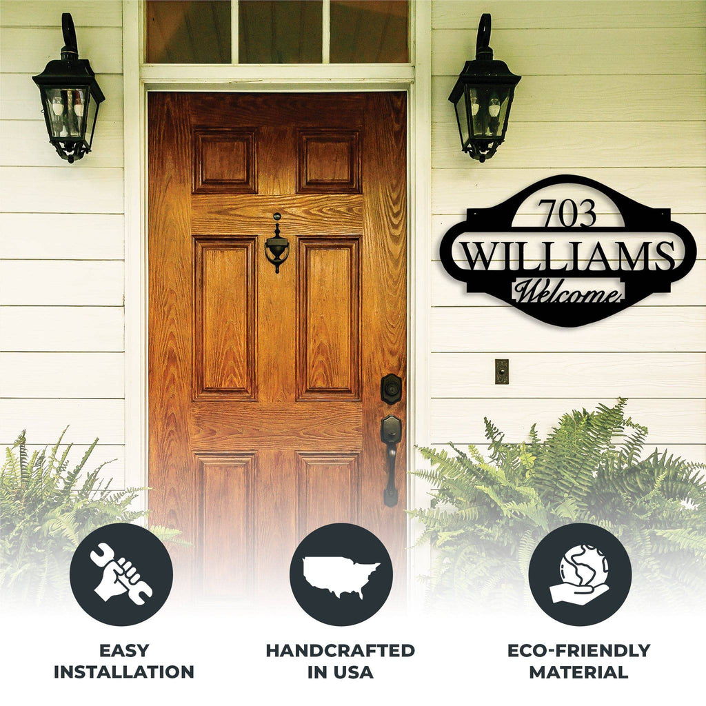 Name Monogram Address Sign - Metal Wall Art