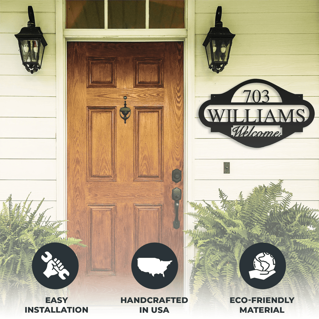 Name Monogram Address Sign - Metal Wall Art