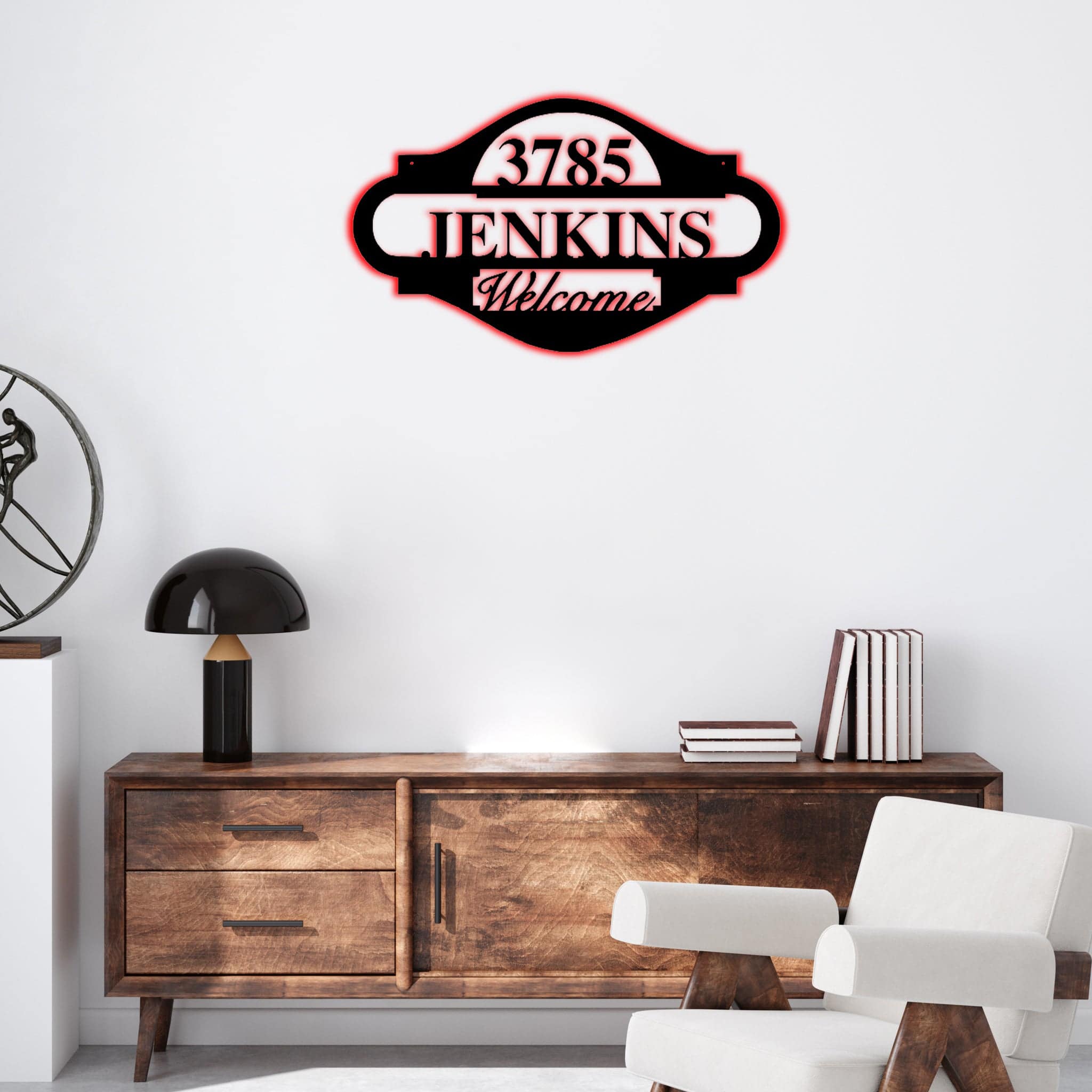 Name Monogram Address Sign - Metal Wall Art