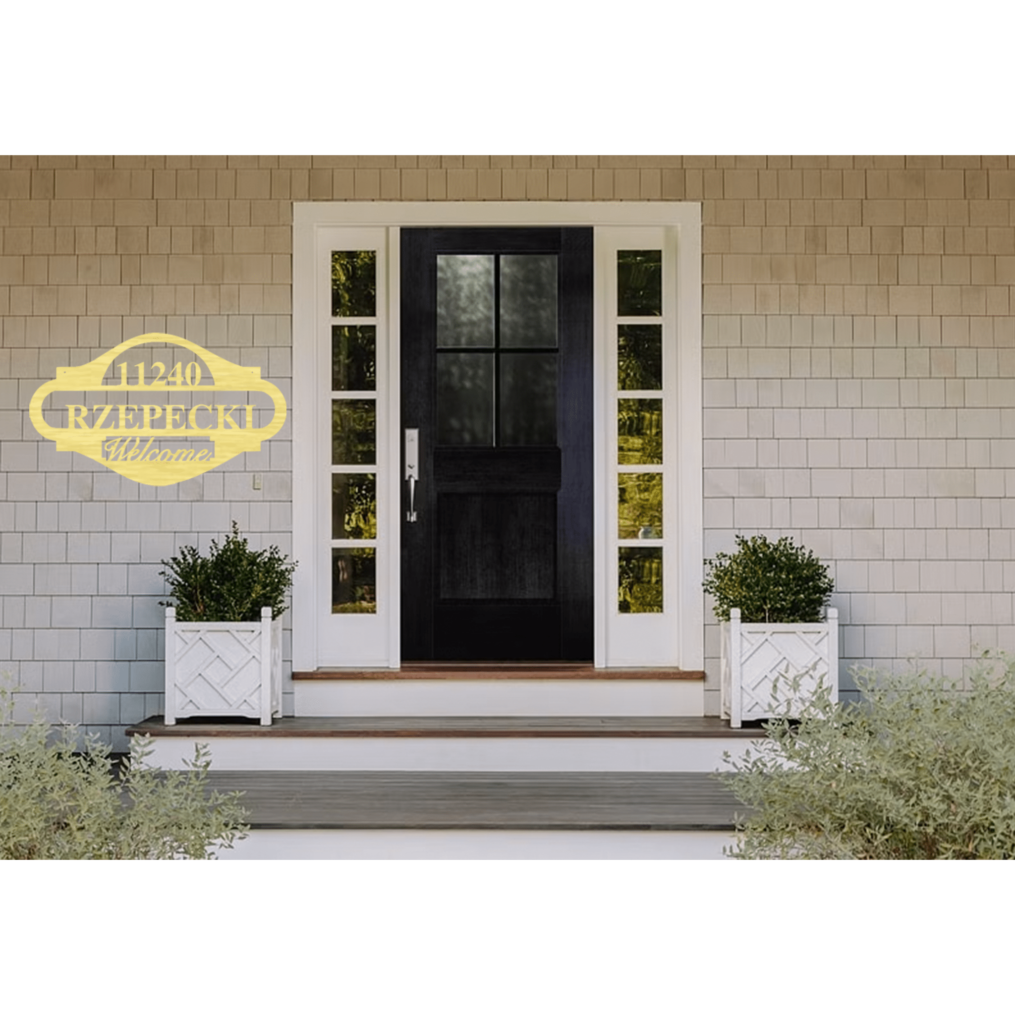 Name Monogram Address Sign - Metal Wall Art