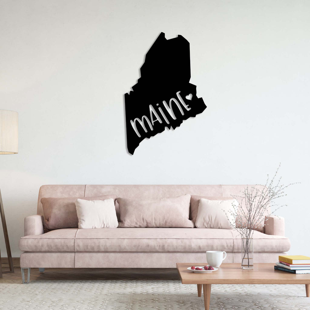 Maine Love State - Metal Wall Art