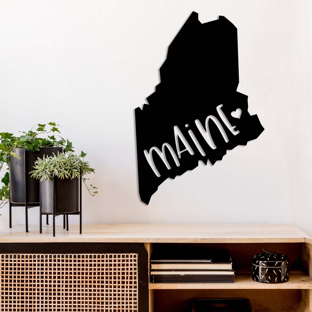 Maine Love State - Metal Wall Art