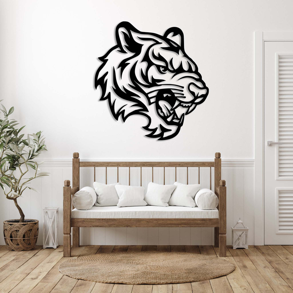 Roaring Tiger Head - Metal Wall Art