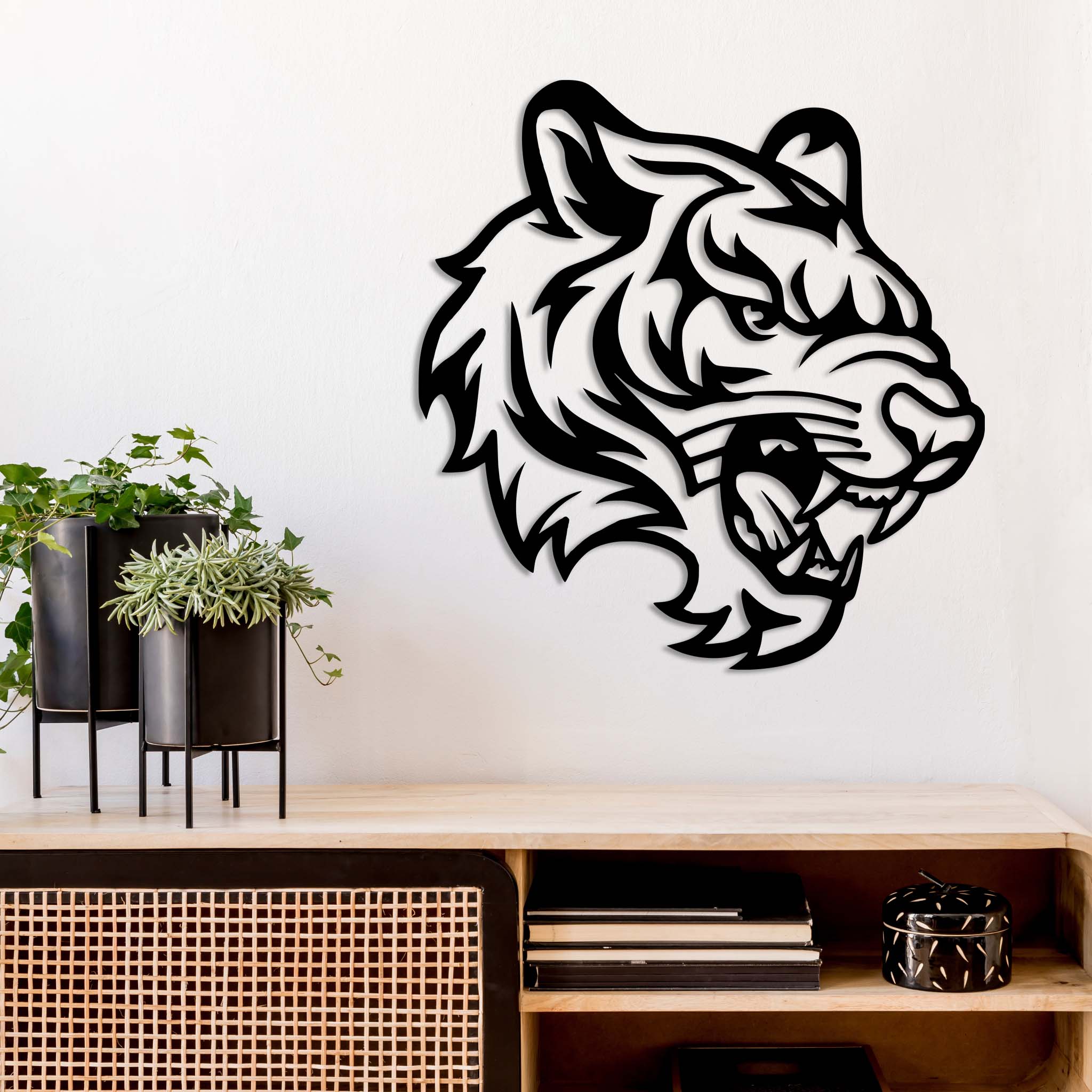 Roaring Tiger Head - Metal Wall Art