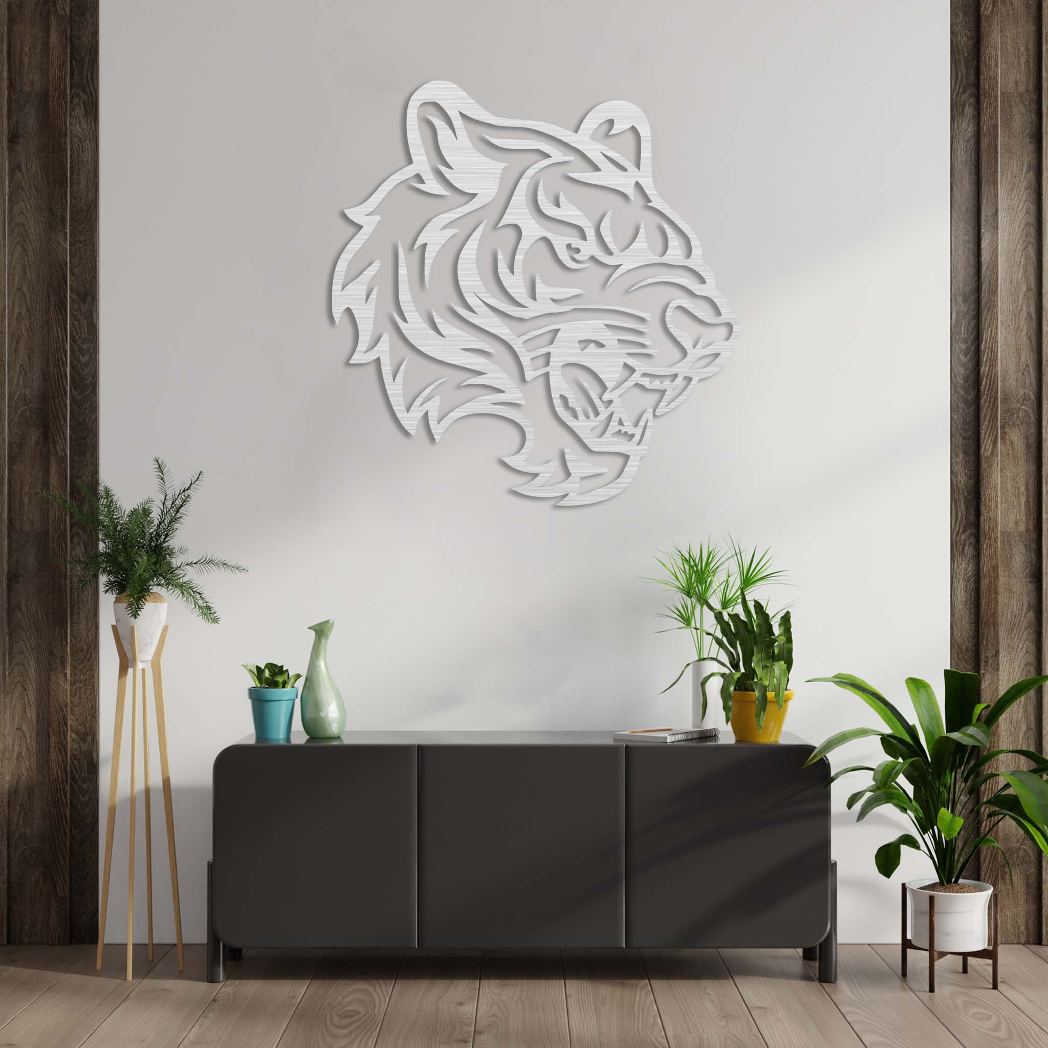 Roaring Tiger Head - Metal Wall Art