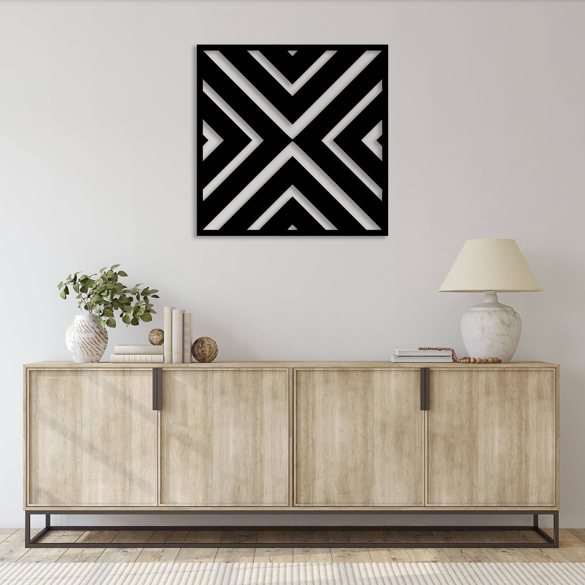 Geometric Square Pattern - Metal Wall Art