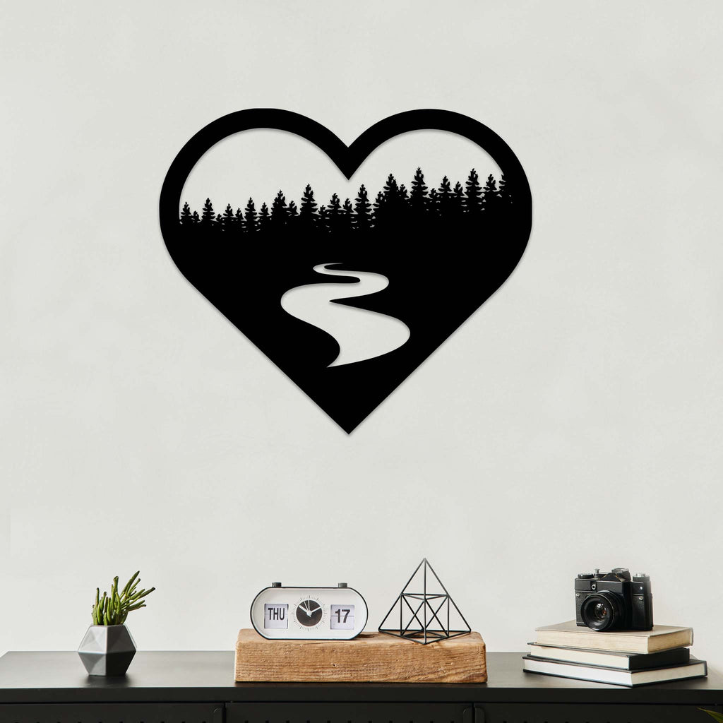 Forest River Heart - Metal Wall Art