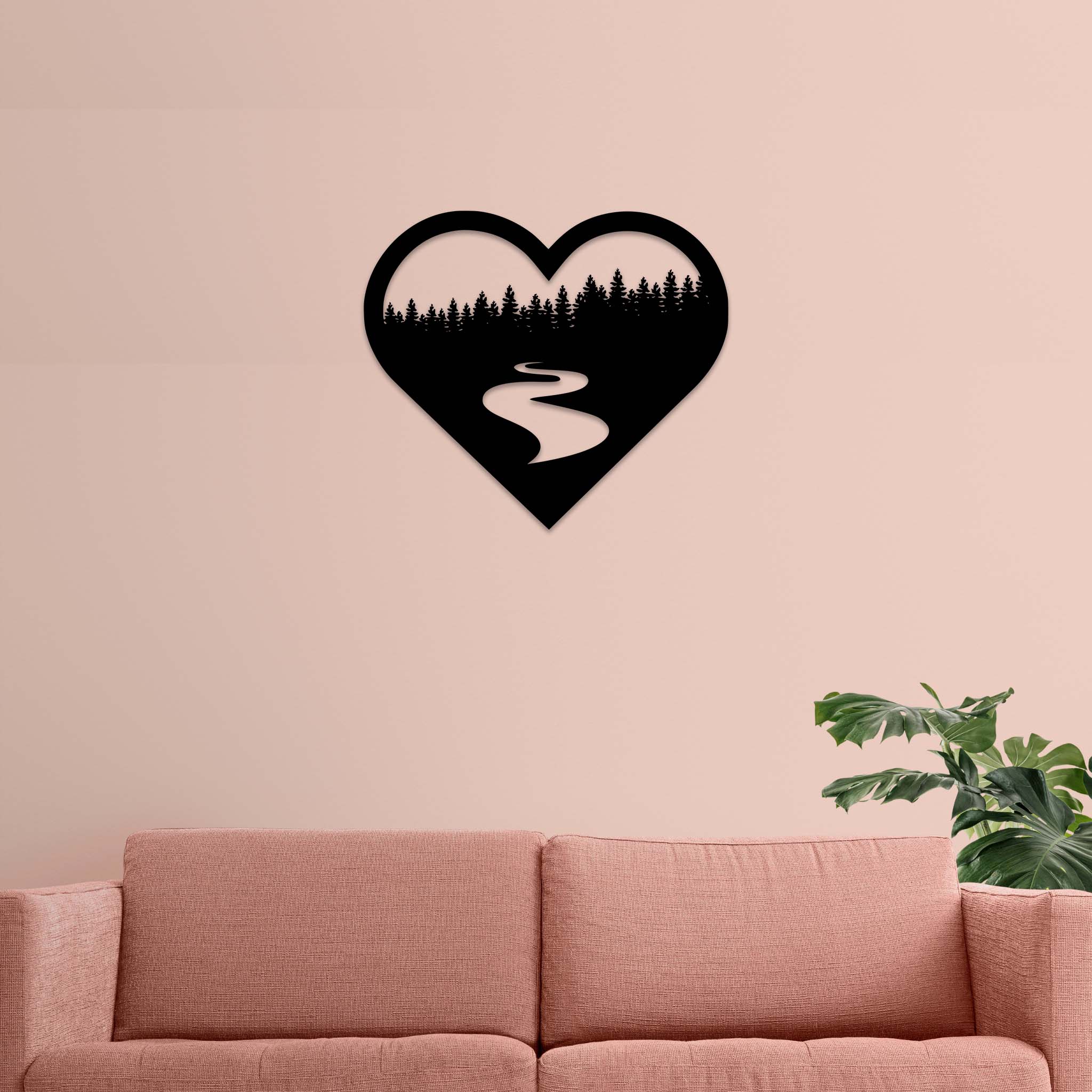 Forest River Heart - Metal Wall Art