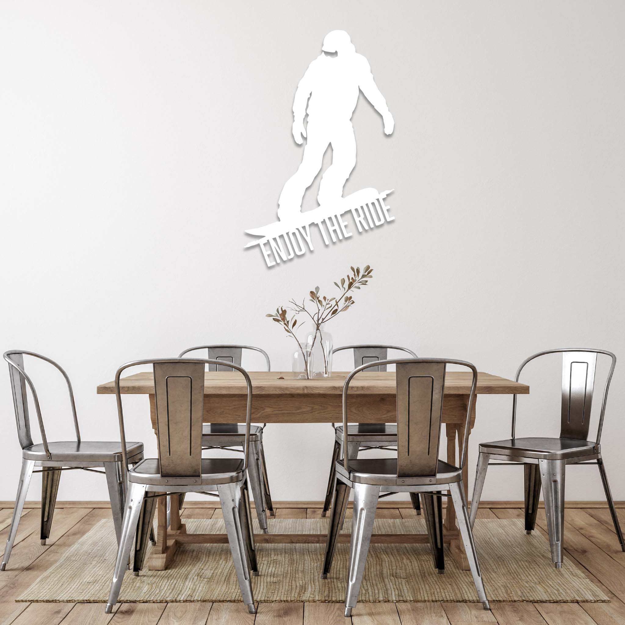 Enjoy The Ride Snowboarder - Metal Wall Art