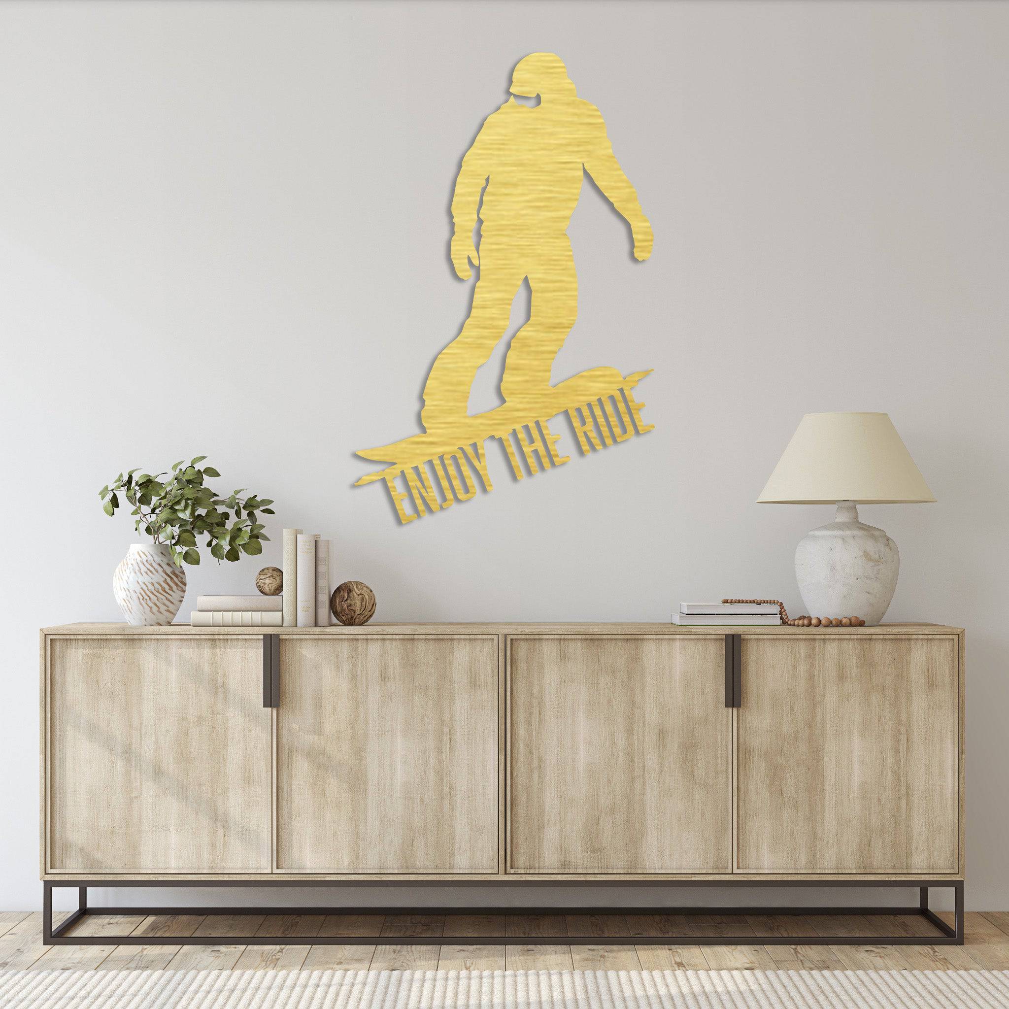 Enjoy The Ride Snowboarder - Metal Wall Art