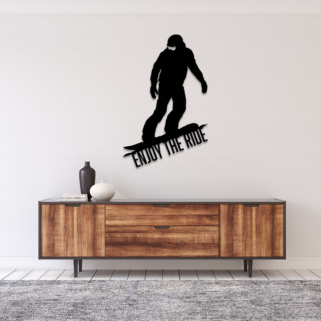 Enjoy The Ride Snowboarder - Metal Wall Art
