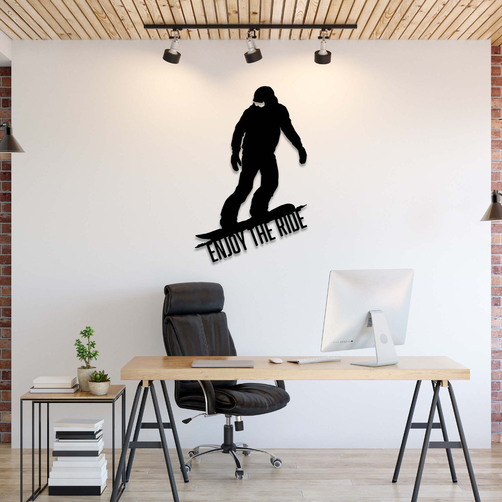 Enjoy The Ride Snowboarder - Metal Wall Art