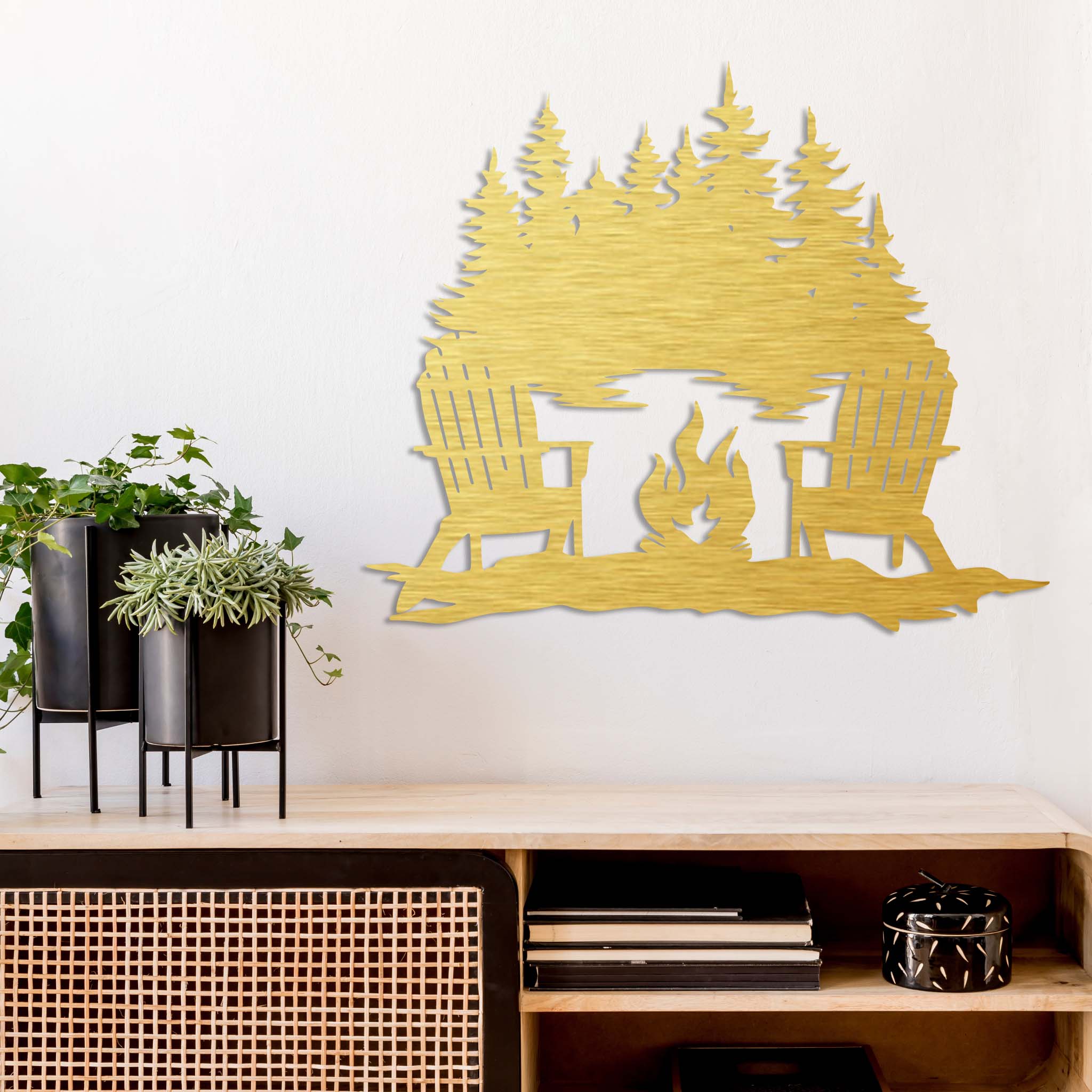 Campfire Lake View - Metal Wall Art