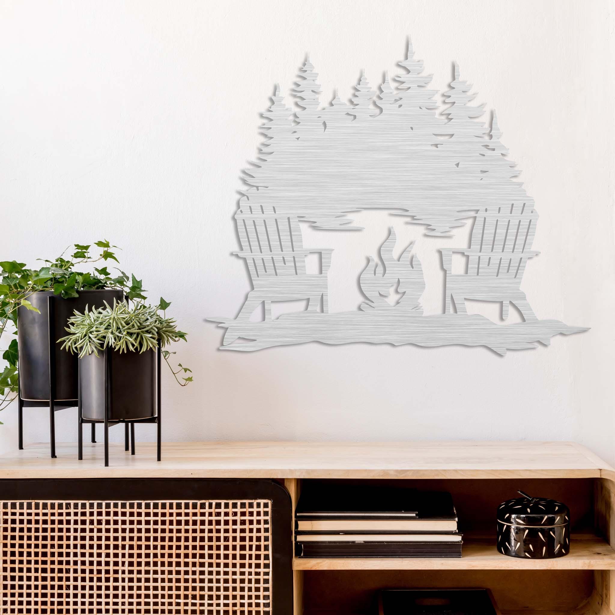 Campfire Lake View - Metal Wall Art