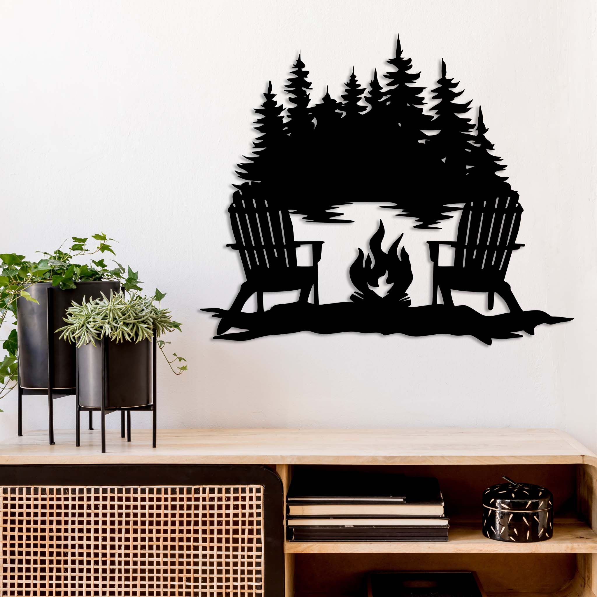 Campfire Lake View - Metal Wall Art