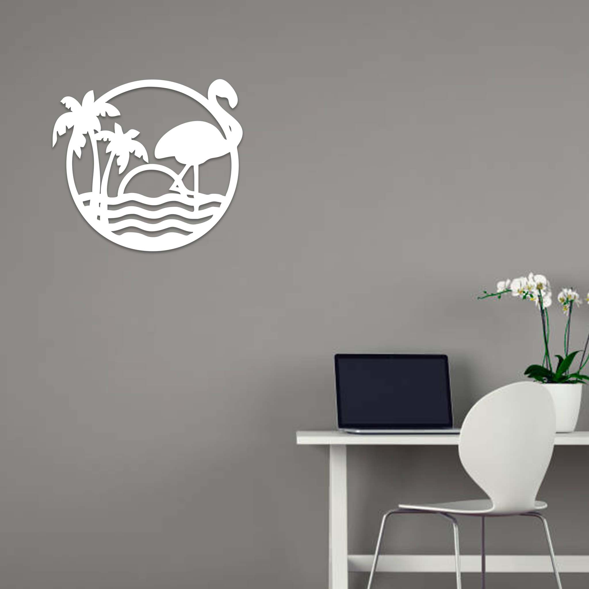 Tropical Flamingo Scenery - Metal Wall Art