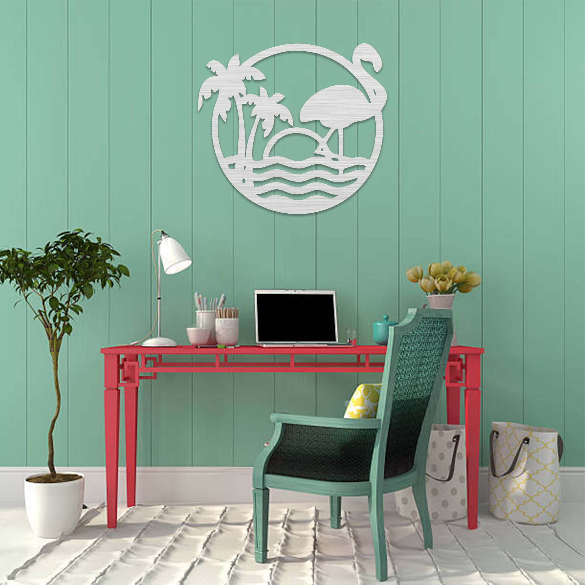 Tropical Flamingo Scenery - Metal Wall Art
