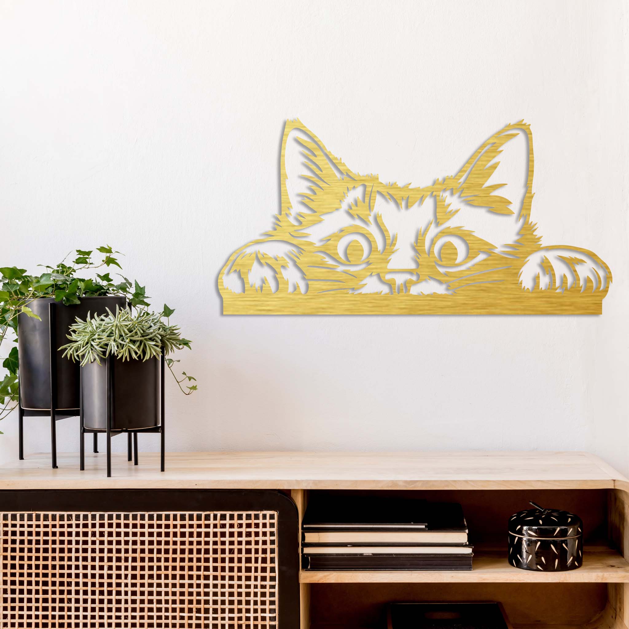 Peeking Cat - Metal Wall Art