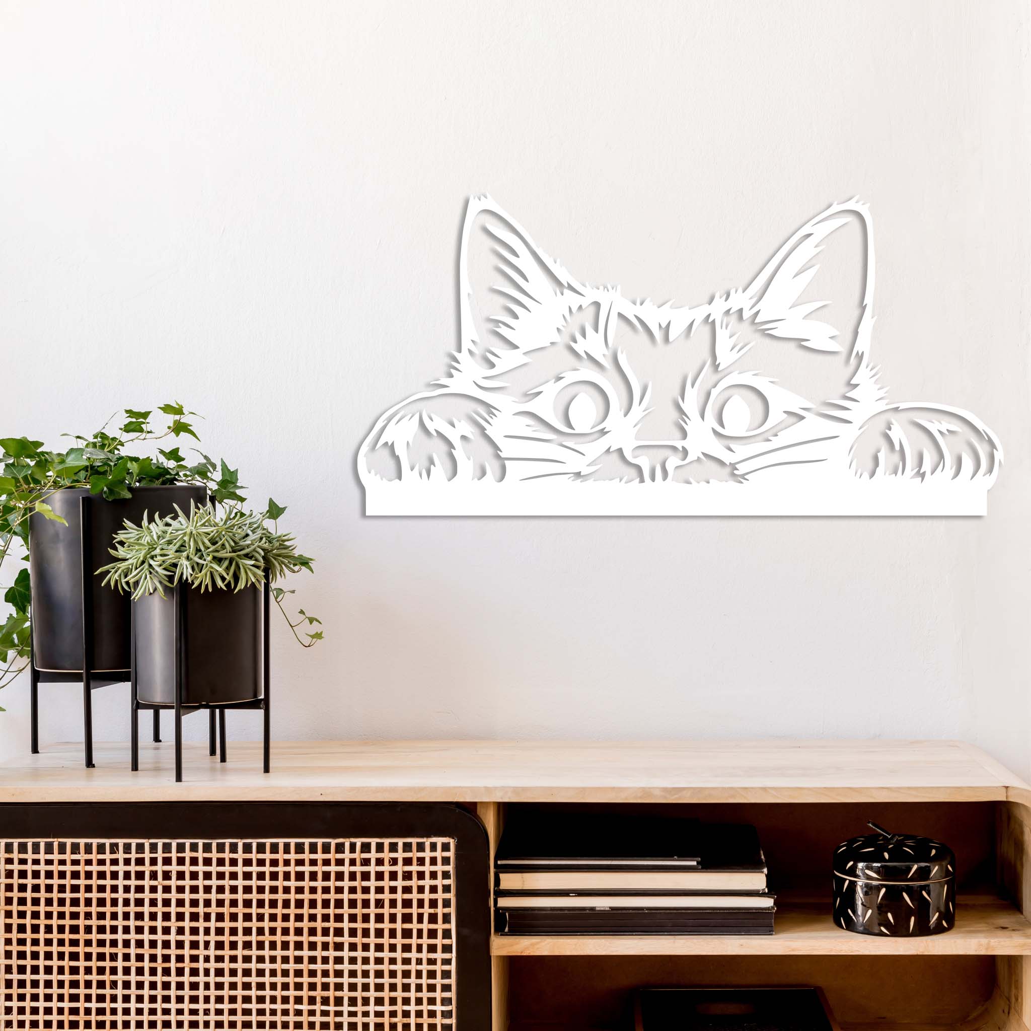 Peeking Cat - Metal Wall Art